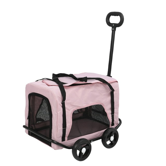 Transporteur pour Animal avec 4 Roues, Transporteur Roulant pour Chien avec Poignée Télescopique, Petite Cage de Voyage Portable pour Animal pour Camping et Voyage en Avion