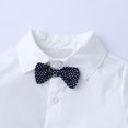 thumbnail image 6 of TSSOE Baby Boys Toddler Party Suit Long Sleeve Bowtie Lapel Dress Shirt Pant Vest Formal Outfit Set Grey 110, 6 of 7