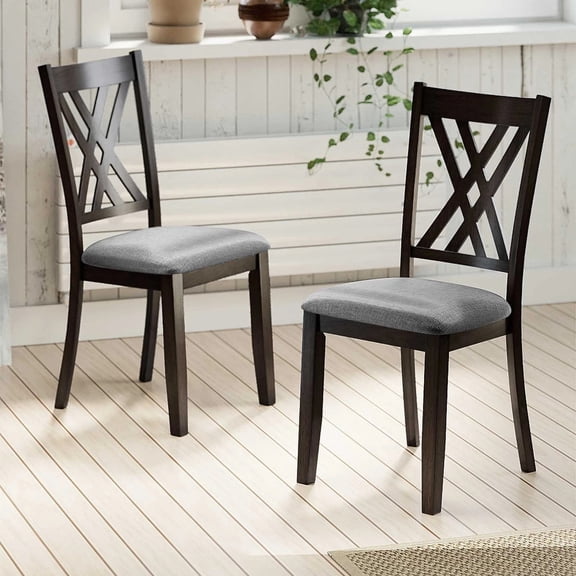 Auranook 2PCS Linen Fabric Upholstered Kitchen Armless Chairs with Rubber Wood Frame