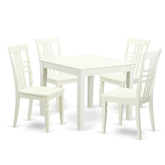 East West Furniture 5  PcKitchen  Dining  Table  and  4  Wood  Chairs  for  Dining  room  in  Linen  White
