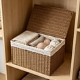 thumbnail image 2 of TFYZYY Rattan Storage Basket with Lid Stackable Woven Organizer Bin for Home, Bathroom, Closet, and Shelf Removable Fabric Liner and Decorative Design for Clutter-Free Living, 2 of 6