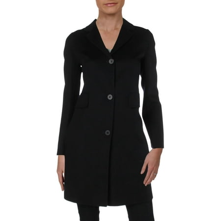 Double Breasted Mid Length Coat - MaxMara Studios Womens Rodano Double Breasted Mid-Length Wool Coat Navy 2