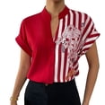 thumbnail image 1 of Camisa de color rojo con mangas cortas y detalle de botones, talla L Blusa holgada con estampado floral para mujer, 1 of 7