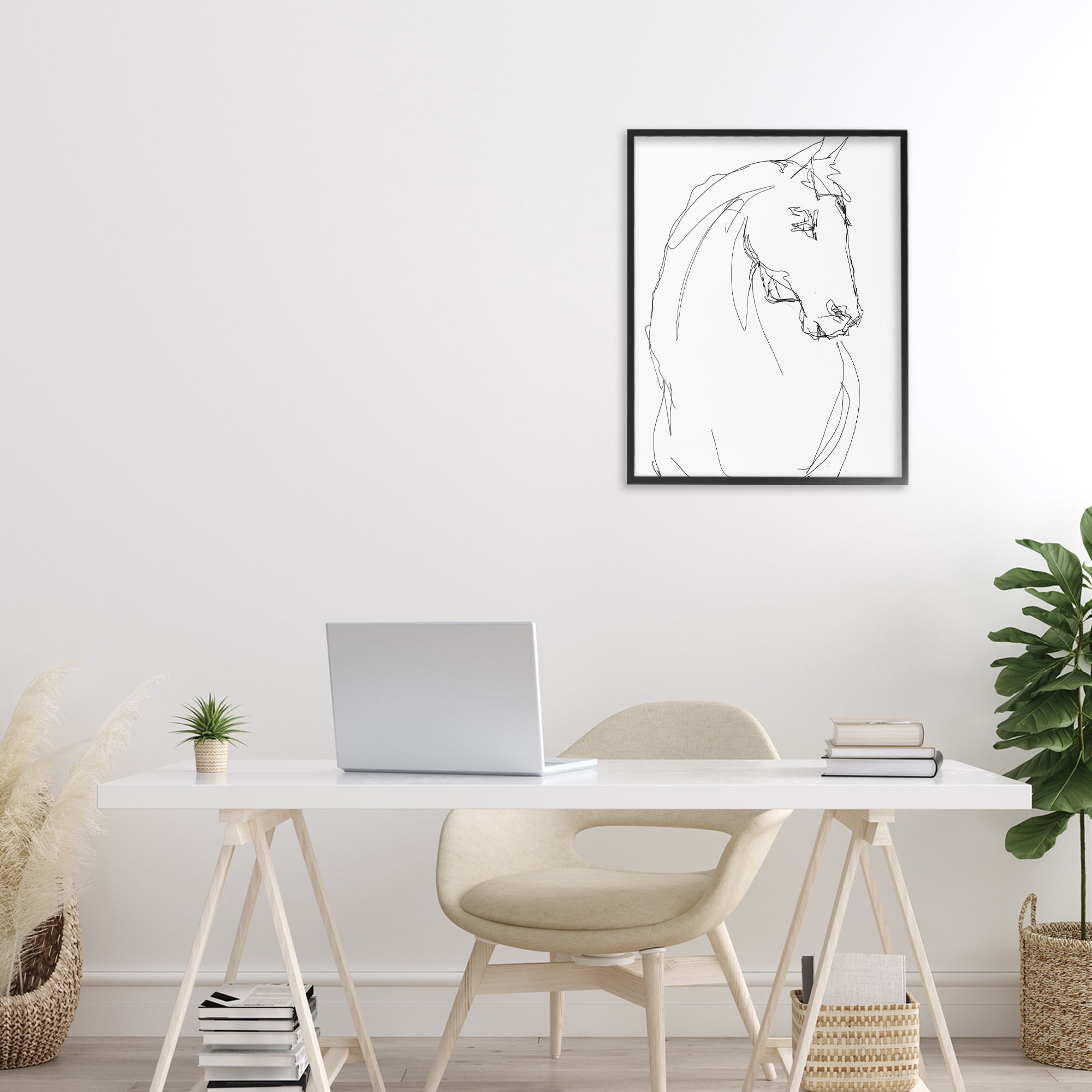 Stupell Industries Sketched Horse Contour Black Framed Giclee Art, design by Lorenzo Collective