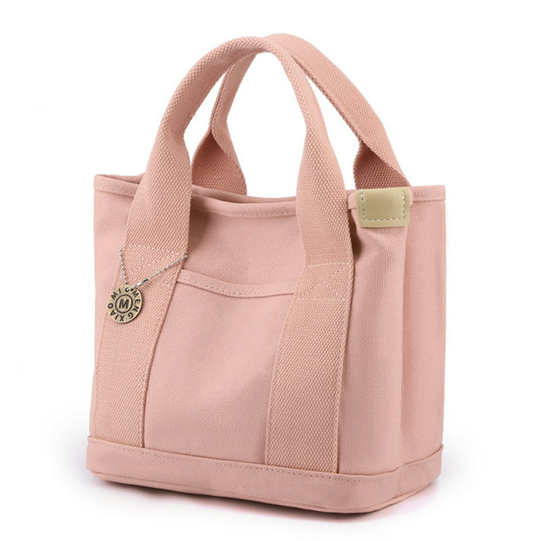 Small Tote Bag for Women Wear Resistant Zipper Handbag with Short Handles  for Daily Casual Travel Pink Portable