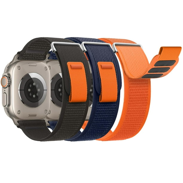 Paquete de 3 correas compatibles con Apple Watch de 42 mm, 44 mm y 45 mm, correa de repuesto deportiva de tela de nailon para iWatch Ultra SE Series 9/8/7/6/5/4/3/2/1, estilo dos