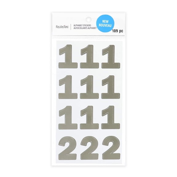 Recollections Silver Foil Number Stickers, 12 Pack