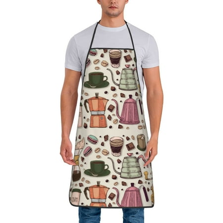 

Zeuib Vintage Coffee Print Unisex Waterproof Aprons Cooking Aprons for Kitchen Gardening and Salon Water & Oil Resistant