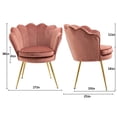 thumbnail image 3 of Mid Century Modern Vanity Velvet Chair for Living Room, Fabric Upholstered Arm Chair Guest Chair with Golden Metal Legs, Set of 2, Small, Pink, 3 of 6