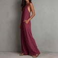 thumbnail image 7 of Ailaofu Women's Summer Halter Neck Sleeveless Solid Color Jumpsuit, Fashion Casual Beach Vacation Jumpsuit with Pockets, 7 of 7
