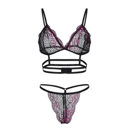 

HGWXX7 Plus Size Lingerie Women Lingerie Lace Bra Underwear Sleepwear Pajamas Thong