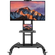 Rolling Mobile TV Cart with Wheels for 32-70 inch, TV Floor Stand with Shelf Holds up to 100 lbs