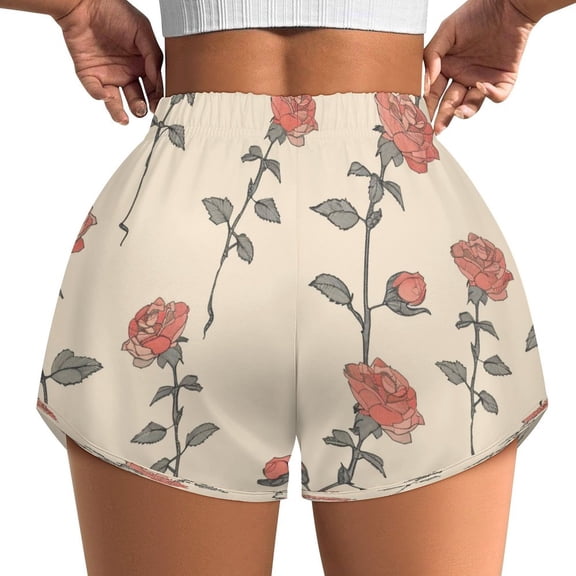 Women's Originals Shorts, Jersey Sports Shorts, Gym Shorts For Women, Rose Pattern, XL, Plus Size Available