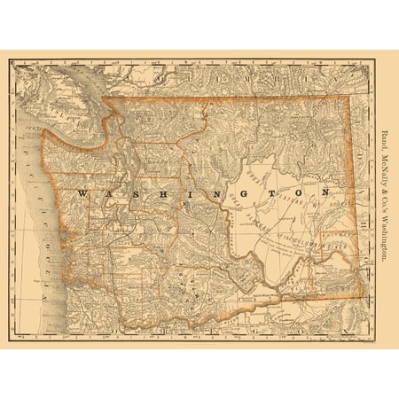 Historic State Map - Washington - Rand McNally 1879 - Vintage Wall Art