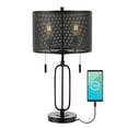 thumbnail image 3 of JONATHAN Y Hank 27" 2-Light Industrial Farmhouse Iron LED Table Lamp with USB Charging Port, Oil Rubbed Bronze, JYL1111A, 3 of 8