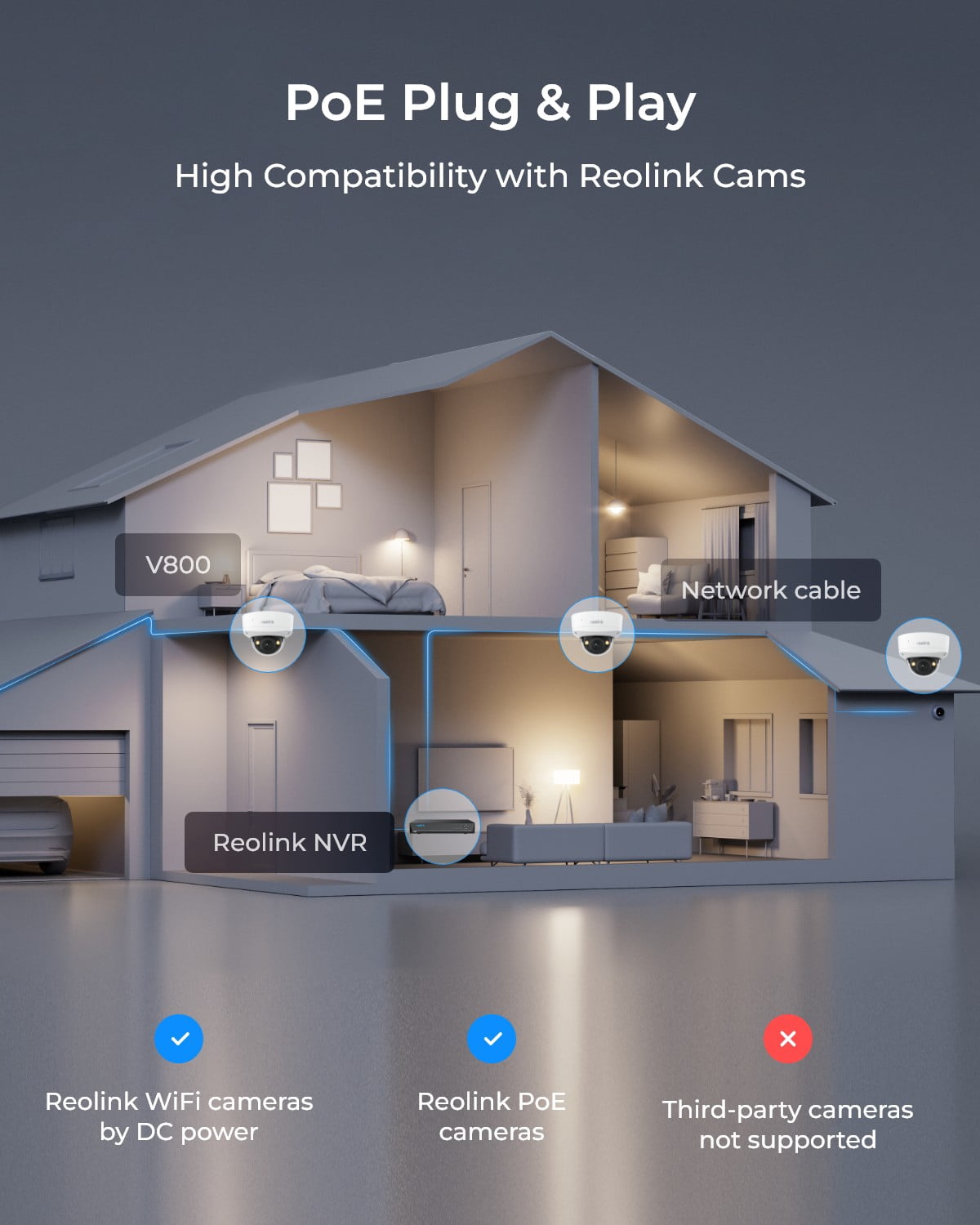 Reolink RLK8-800V4 4K 8MP IK10 PoE Surveillance Security Camera System,125°Spotlight Smart Detection