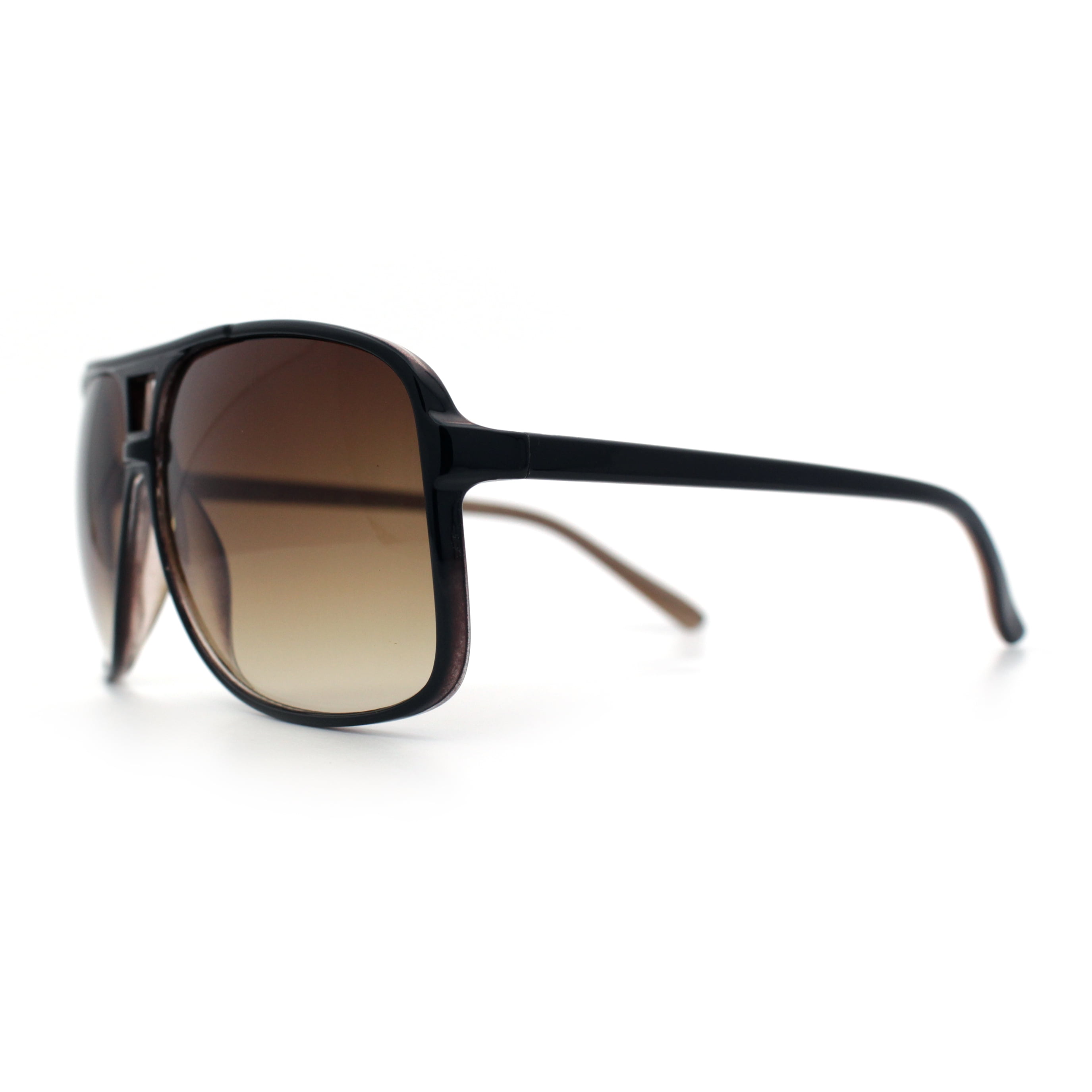 SA106 Oversize Large Thin Plastic Racer Mens Sport Sunglasses Black Brown