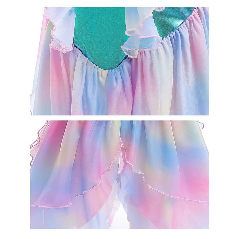 Girls Mermaid Princess Dress Halloween Birthday Party Dress Up