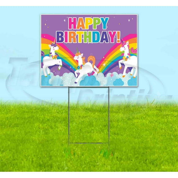 Happy Birthday (18" x 24") Yard Sign, Includes Metal Step Stake