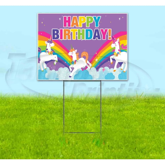 Happy Birthday (18" x 24") Yard Sign, Includes Metal Step Stake