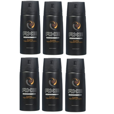 Axe Mens Deodorant, Body Spray, Dark Temptation,  Fragrance, 150ml, 5.07oz, 6 Pack