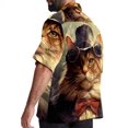 thumbnail image 3 of Retro Cat Men's Short Sleeve Casual Printed Button Down Beach Shirts, 3 of 6