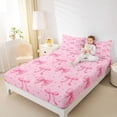 thumbnail image 3 of Erosebridal Dreamy Princess Bowknot Bed Sheets For Girls,Pink Stars Pattern King Sheets For Kids 4pcs, 3 of 6