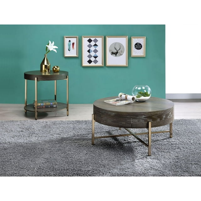ACME Weyton Coffee Table in Dark Oak & Champagne