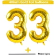 thumbnail image 2 of Globo LVMOQIQIU, número 33, dorado, 40 cm, fiesta de cumpleaños y boda, 2 of 7
