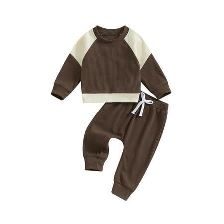 

Bslissey Toddler Baby Boys Girls Clothes Set Long Sleeve Contrast Color Sweatshirt Casual Jogger Pants Tracksuit 2Pcs 6M 12M 18M 24M 3T Infant Casual Daily Outfits