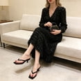 thumbnail image 4 of IEMIEMIEM Women's Kitten Heels Flip Flops Heeled Thong Sandals Square Open Toe with 2 Inch Low Heel Black 6.5 Wide, 4 of 8