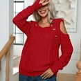 thumbnail image 4 of Women's Casual Crew Neck Fall Sweaters, Women Buttons Off Shoulder Knit Pullover Tops Fashion Long Sleeve Sweaters for Women Trendy 2023, 4 of 5
