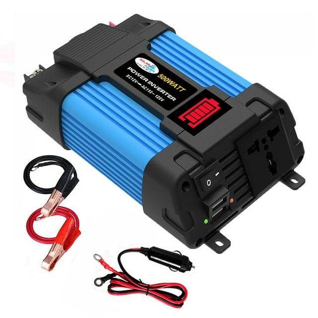 500W Power Inverter DC 12V to AC Car Converter with Dual USB Ports 8 Safety Protection Suitable for Mobiles/Phones/Computers/Laptop/ Pump/Nebulize/Drone
