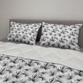 thumbnail image 2 of Botanical Comforter & Sham Bedding Set, Tropical Wild Jungle Elements Palm Leaf Repetitive Monochrome Simplistic, 3 pcs Duvet Set Microfiber Filling Quilt, 5 Sizes, Charcoal Grey White, by Ambesonne, 2 of 4