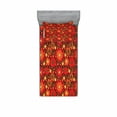 thumbnail image 2 of Ambesonne Floral Fitted Sheet & Pillow Sham Set, Vivid Botanical Gerbera Art, Full, Dark Green Vermilion, 2 of 3