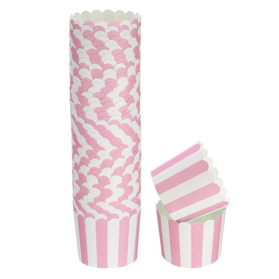 50Pcs Paper Baking Cups 6oz Bulk Cupcake Muffins Liners Cases Wrappers Stripe Pink