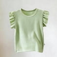 thumbnail image 4 of Eltusu T-Shirts for Girls, Crew Neck Flutter SOlid COlor Short Sleeve Summer Kids Tee Green Size 3-4T, 4 of 6