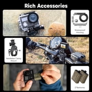 AKASO Brave 4 Action Camera, 4K 30fps Ultra Hd Video 20MP Wifi Sport Camera,131ft Underwater Camera with EIS, 5XZoom, 2X Batteries and Helmet Accessories Kit