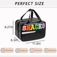 thumbnail image 2 of Snacks Bag for Travel Snack Bag Pouch Varsity Letter Pouch Clear Chenille Varsity Letter Zipper Pouchw with Zipper, Snacks Bag Pouch, Preppy Clear Cosmetic Bag, Makeup Travel Bag for Women, Black, 2 of 7