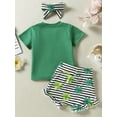thumbnail image 3 of Kiapeise Baby Girls Green St Patrick Day Outfit Clothing Infant Short Sleeve T-shirt Clover Shorts Set, 3 of 9