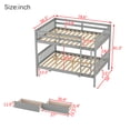 thumbnail image 2 of Harper & Bright Designs Detachable Bunk Bed Full Over Full with Drawers, Wood Bunk Bed Frame with Guardrail and Ladder, Separate into 2 Twin Beds, Grey, 2 of 16
