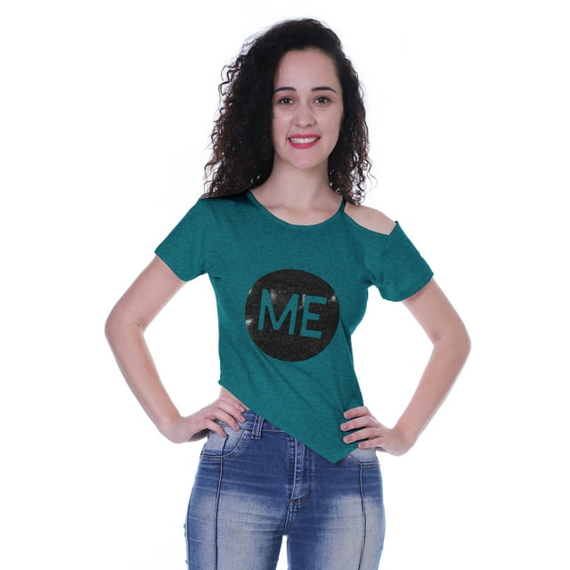 Moomaya Haut à Paillettes pour Femmes, T-Shirt Court Décontracté à une Épaule Asymétrique, Coupe Audacieuse