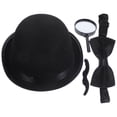 thumbnail image 2 of ColoMX 1 juego de accesorios de juego de rol de Halloween, sombrero de vestir de detective, bigote, pajarita, lente de aumento, 2 of 7