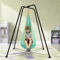 thumbnail image 6 of G TALECO GEAR Sensory Swing with Stand, Swing Frame with Pod Swing, Hammock Chair with Stand for Adults Outdoor, X-Shaped Swing Set for Backyard, Indoor Swing for Kids 330LBS. Mint Green Gradient, 6 of 8