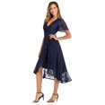 thumbnail image 2 of SWSMCLT Women's Summer Club Dresses Sexy Dress V Neck Sundress Short Sleeve High Waist Ruffle Fall Fitted Navy Large, 2 of 4