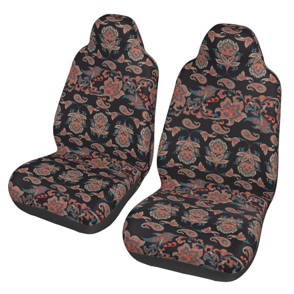 Pofeuu Retro Floral Print Automotive Car Seat Covers Flat Cloth Full Set Seat Covers,Car Seat Covers front seats for Cars Trucks and SUVs(Two packs)