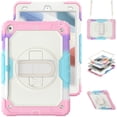 thumbnail image 1 of XYX For iPad 9th/8th/7th Generation 10.2 inch Case, 360 Rotating Shockproof Cover with Stand, Screen Protector, Shoulder Strap, Rainbow Pink, 1 of 7