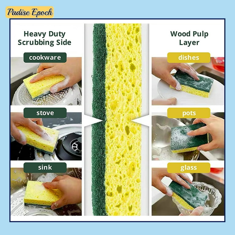 12PK MR.SIGA Non-Scratch Cellulose Scrub Sponge Dual-Sided for Cleaning  Dishes