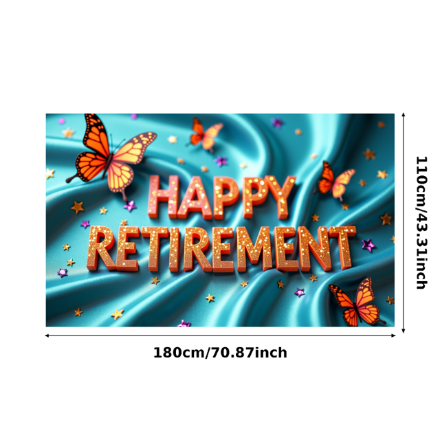 Shiny Happy Retirement Banner with Butterfly and Star Elements Backdrop Decor Party Supplies Retirement Party Photography Props Celebration Decorations