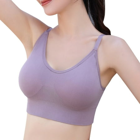 

sebtyili women s beautiful back spaghetti strap sports underwear shockproof fitness vest style fixed cup push up sports bra